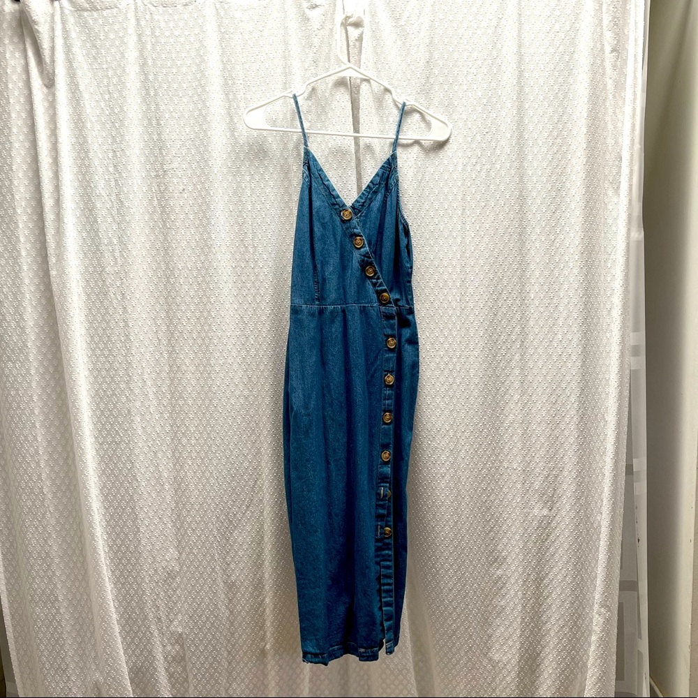NWOT jean button up midi dress with front side slit
